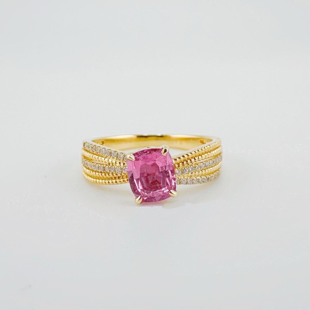 GRC Certified Unheated Padparadscha Sapphire 18K Yellow Gold Diamond Ring

Padparadscha Sapphire: 0.94ct
Diamonds: 0.12ct
Total weight: 2.74grams

This 18K yellow gold ring centers on 