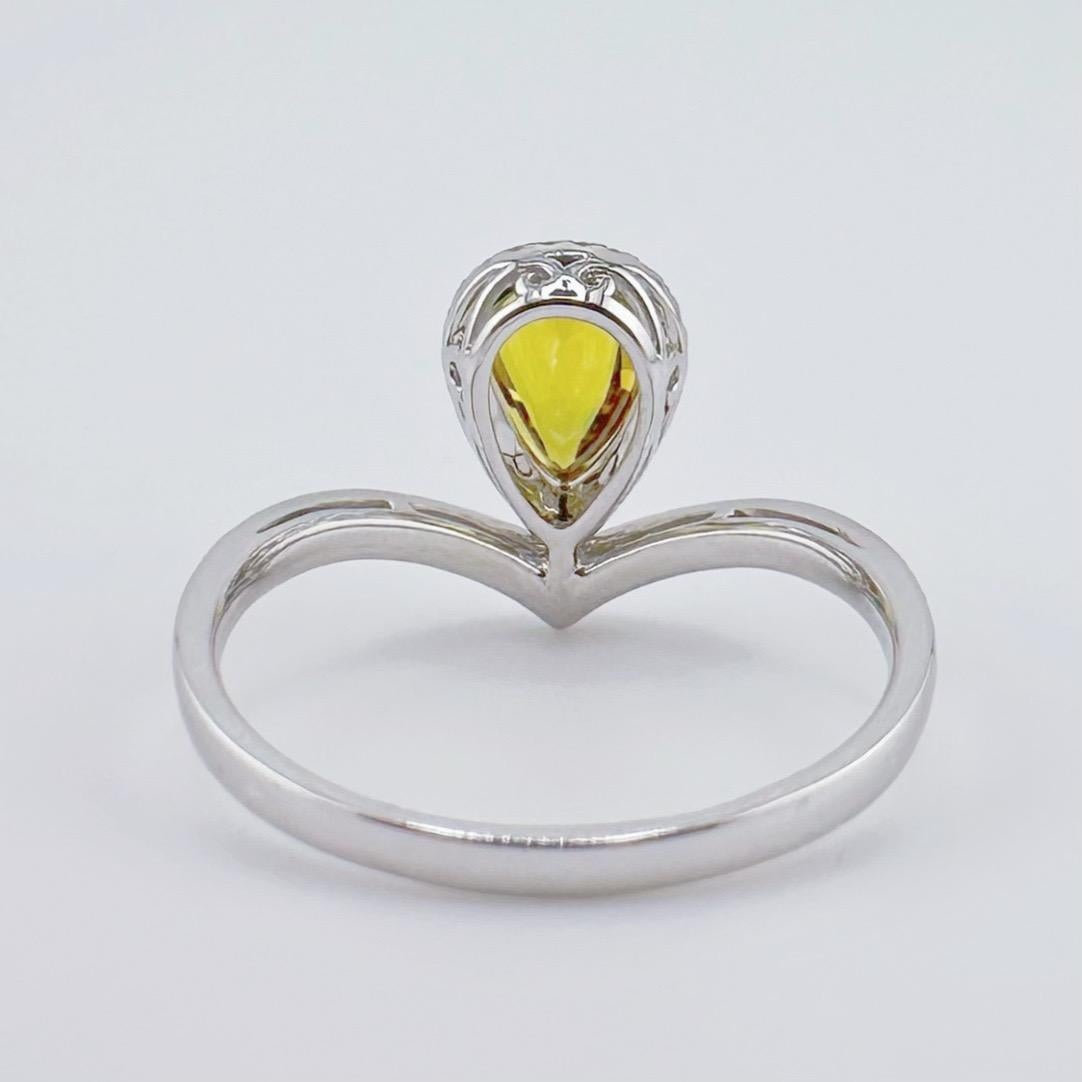 GRC-zertifizierter unbeheizter gelber Saphir 18K Weißgold Diamantring im Angebot 2