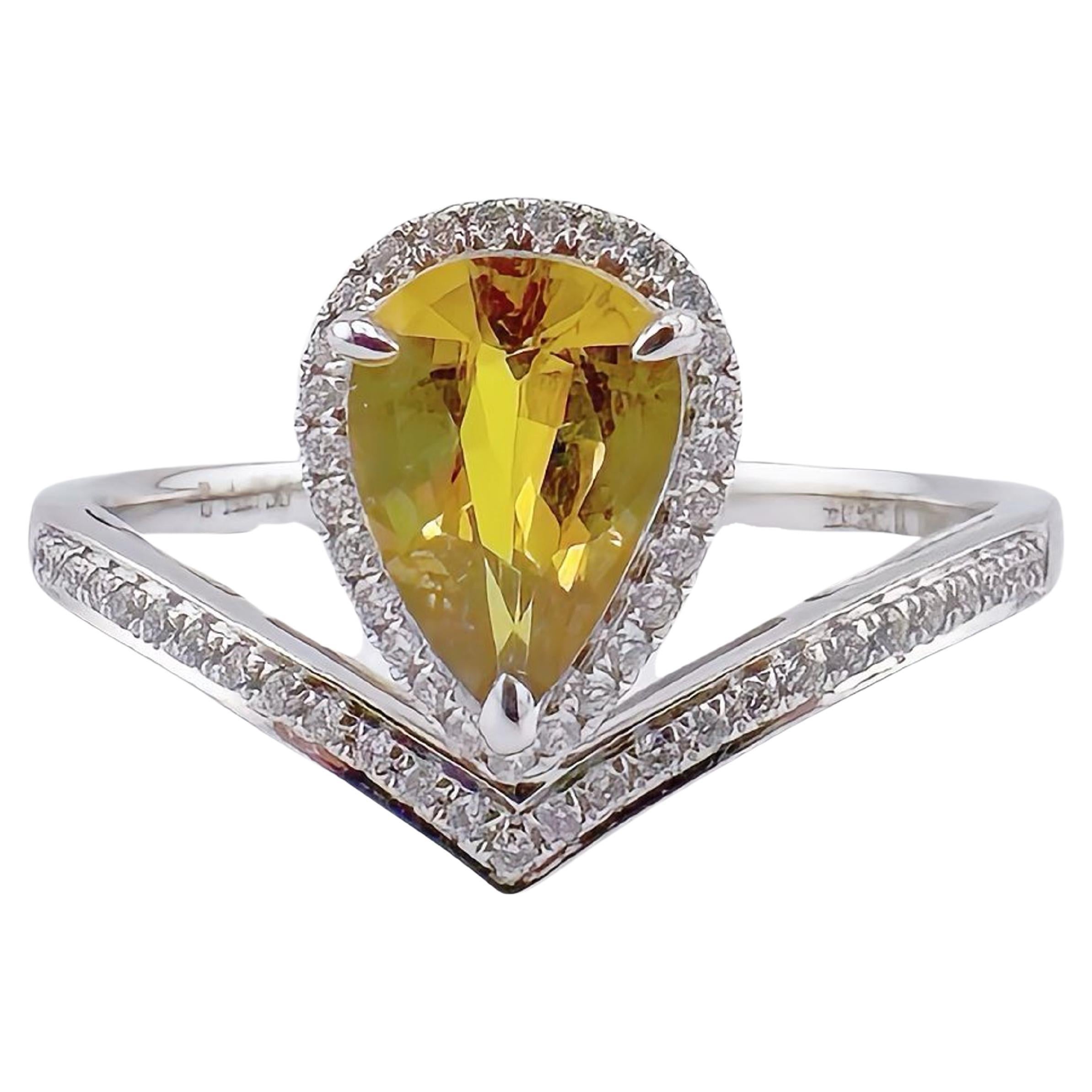 GRC-zertifizierter unbeheizter gelber Saphir 18K Weißgold Diamantring
