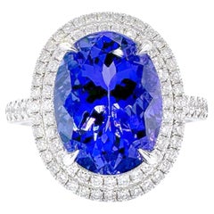 GRC Certified Vivid Blue 5,11 CT Tanzanite 18K Gold Ring mit Diamanten