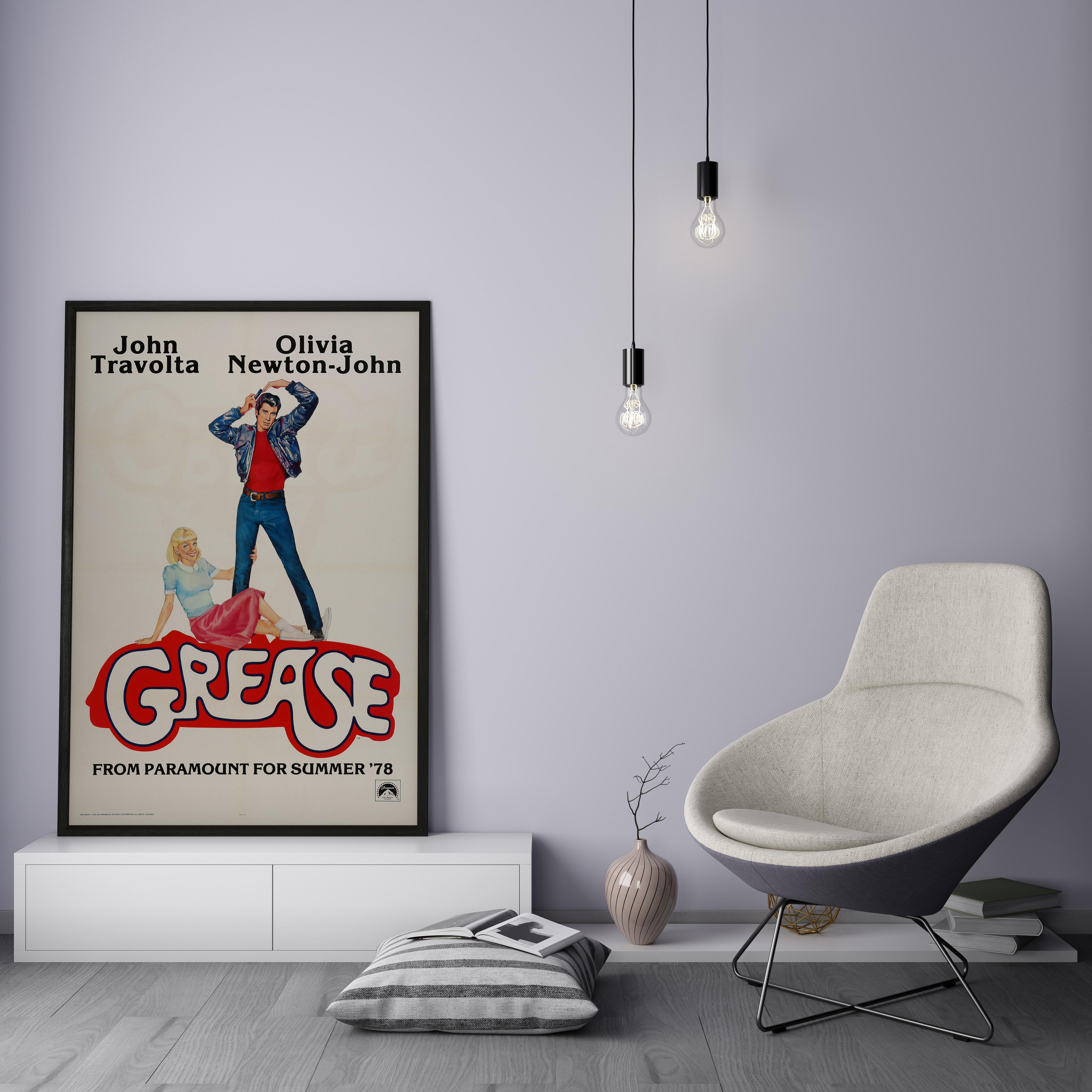 'Grease' Original Vintage Movie Poster by Linda Fennimore, American, 1978 In Good Condition In Devon, GB
