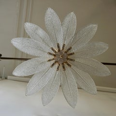 Great 12 Palmette Shallow Flush Ceiling Mount, Murano Glass, Italy