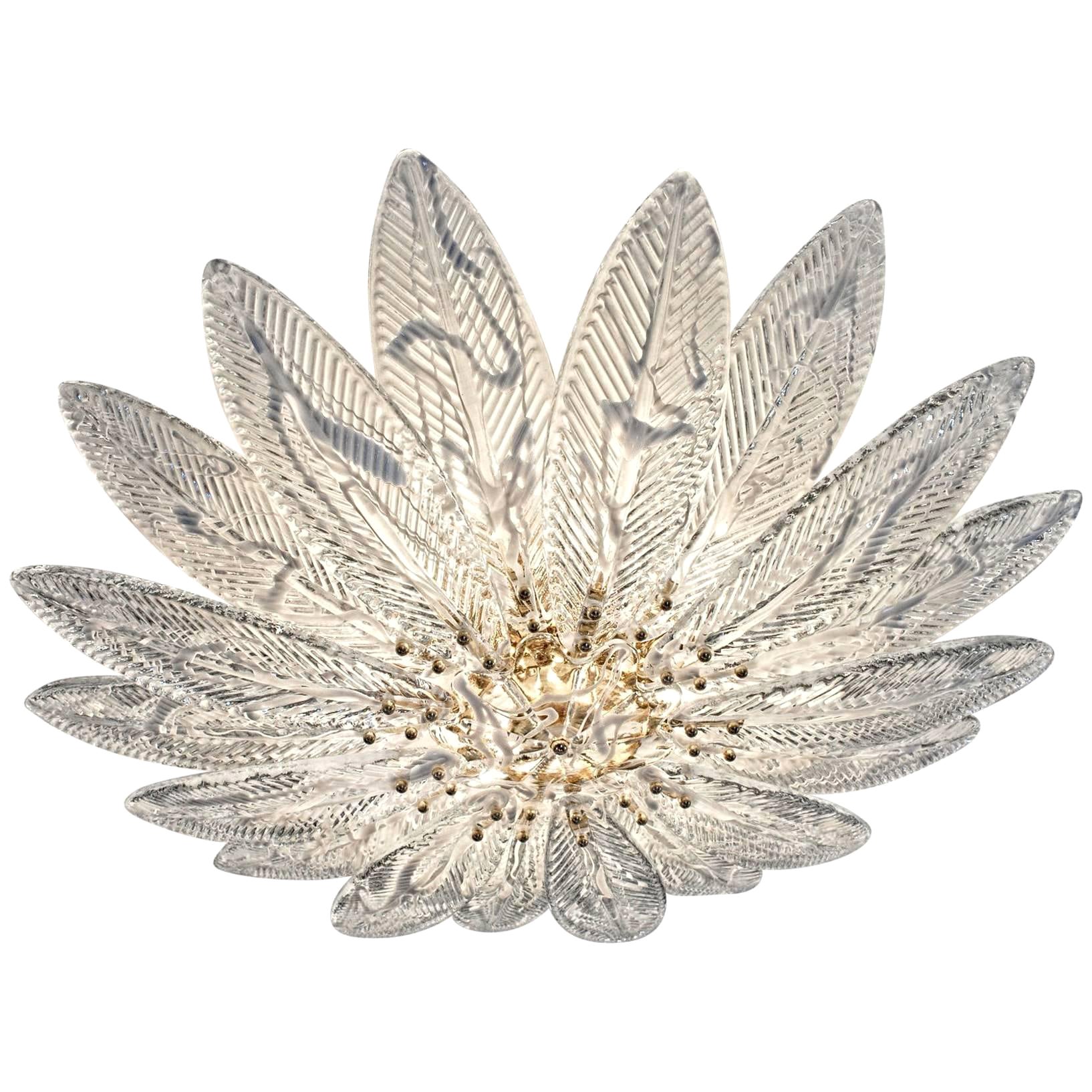 Superbe plafonnier encastré en forme de palmette de 18 cm, Murano, en stock en vente