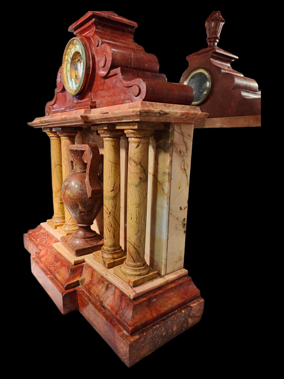 Baroque Great 19th Century Marble Clock For Sale