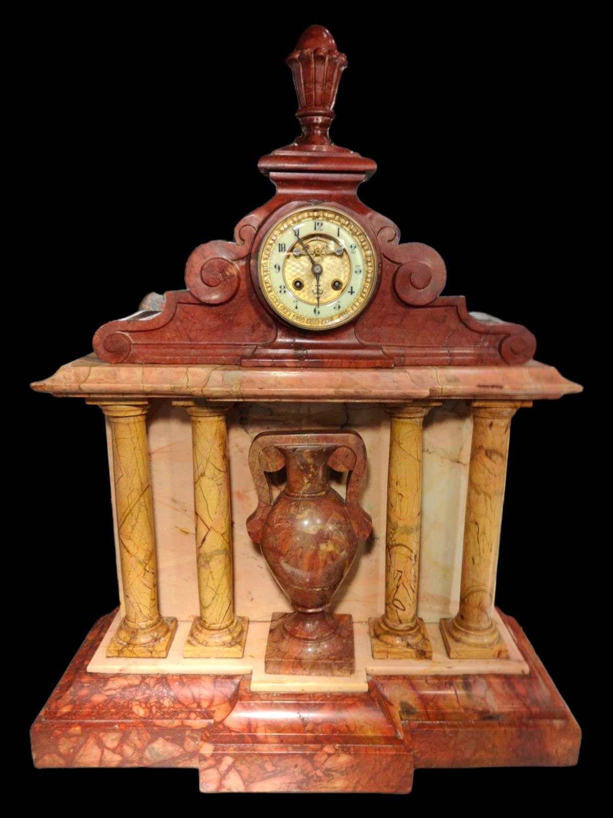Great 19th Century Marble Clock In Good Condition For Sale In Madrid, ES