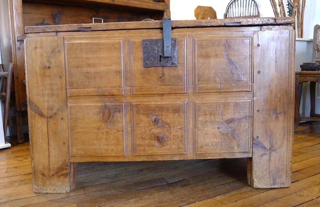 Carved Great Alpine Chest, 18th century For Sale