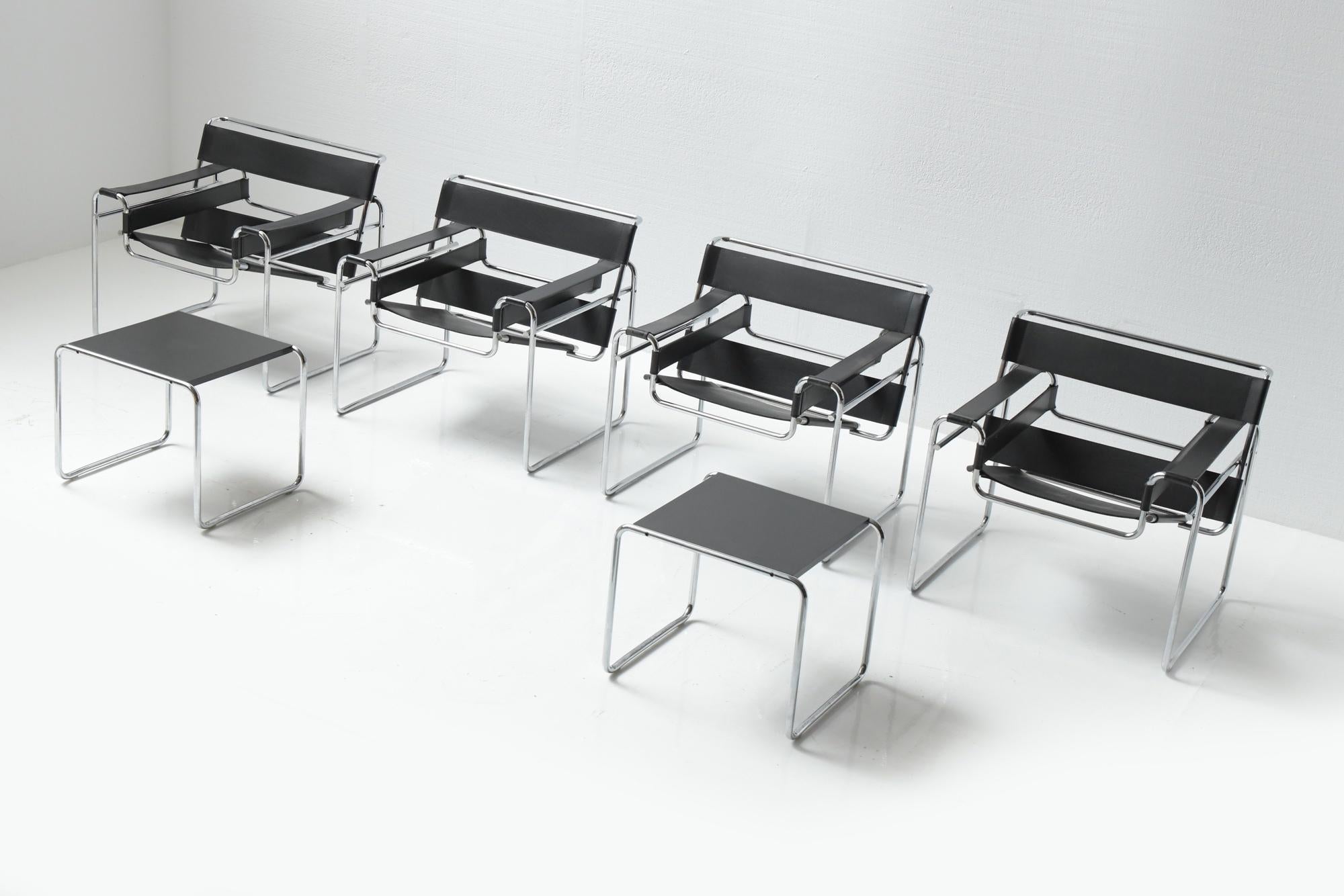 Mid-Century Modern Great and Big Matching Set of Wassily B3 & B9 by Marcel Breuer for Gavina Italy