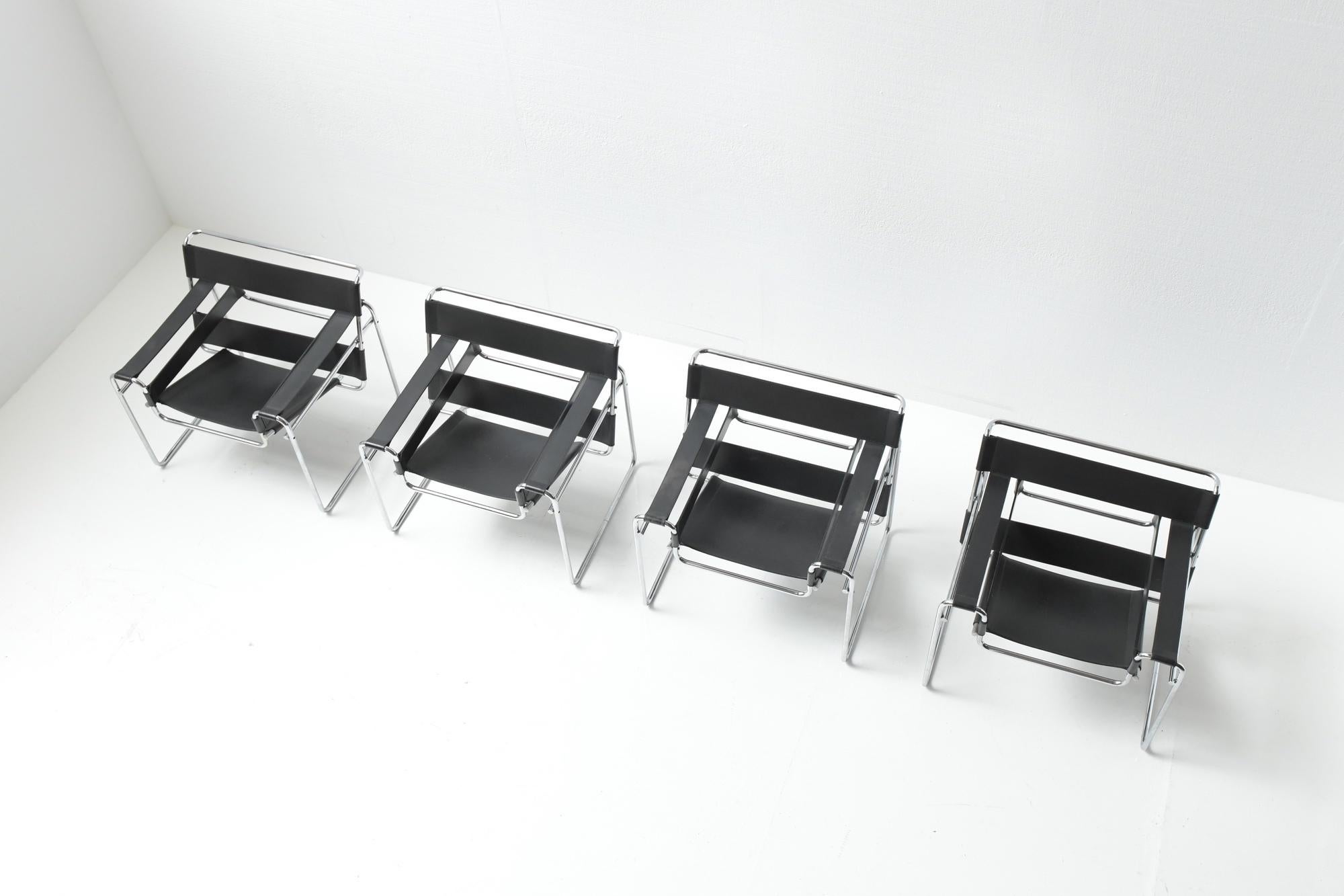 Leather Great and Big Matching Set of Wassily B3 & B9 by Marcel Breuer for Gavina Italy For Sale