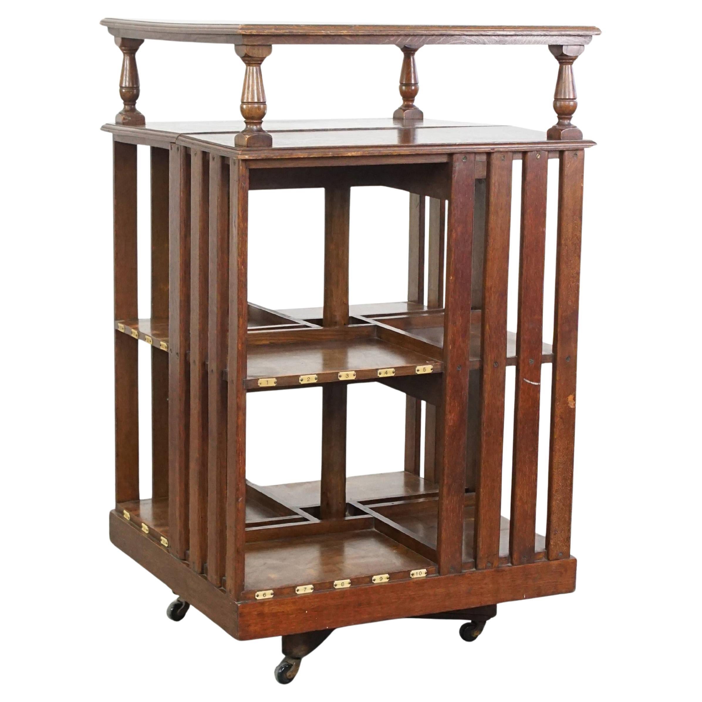 Great and Unique Large Antique English Oak Library Book Carousel