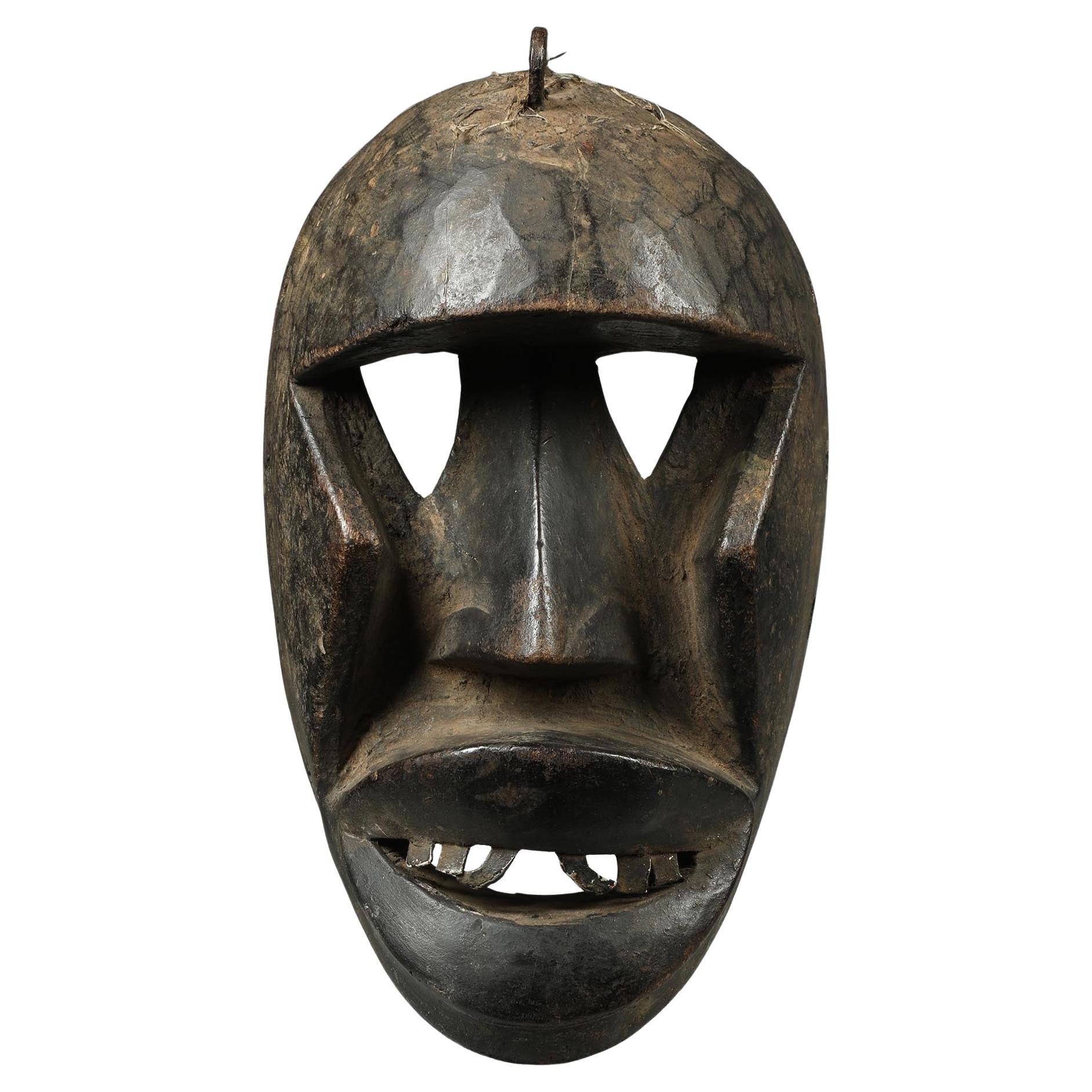 Angular Cubist Dan Kran Mask Open Mouth Triangle Eyes Ivory Coast Africa