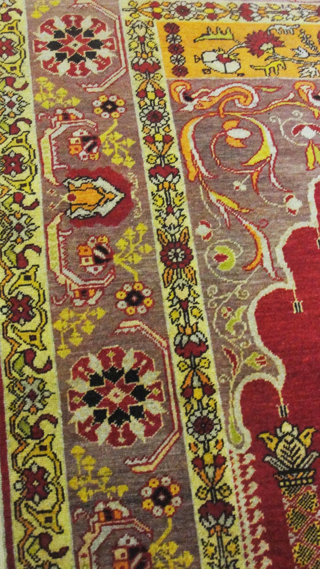 Tribal Great Antique Anatolian Oushak Prayer Rug For Sale