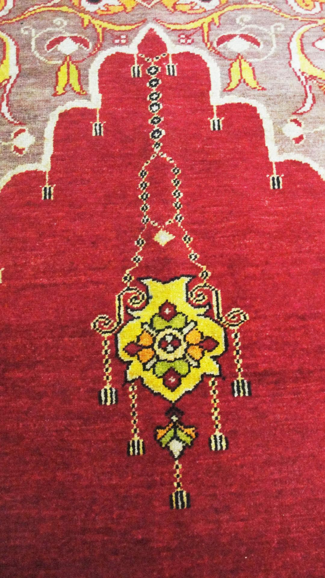 Hand-Knotted Great Antique Anatolian Oushak Prayer Rug For Sale