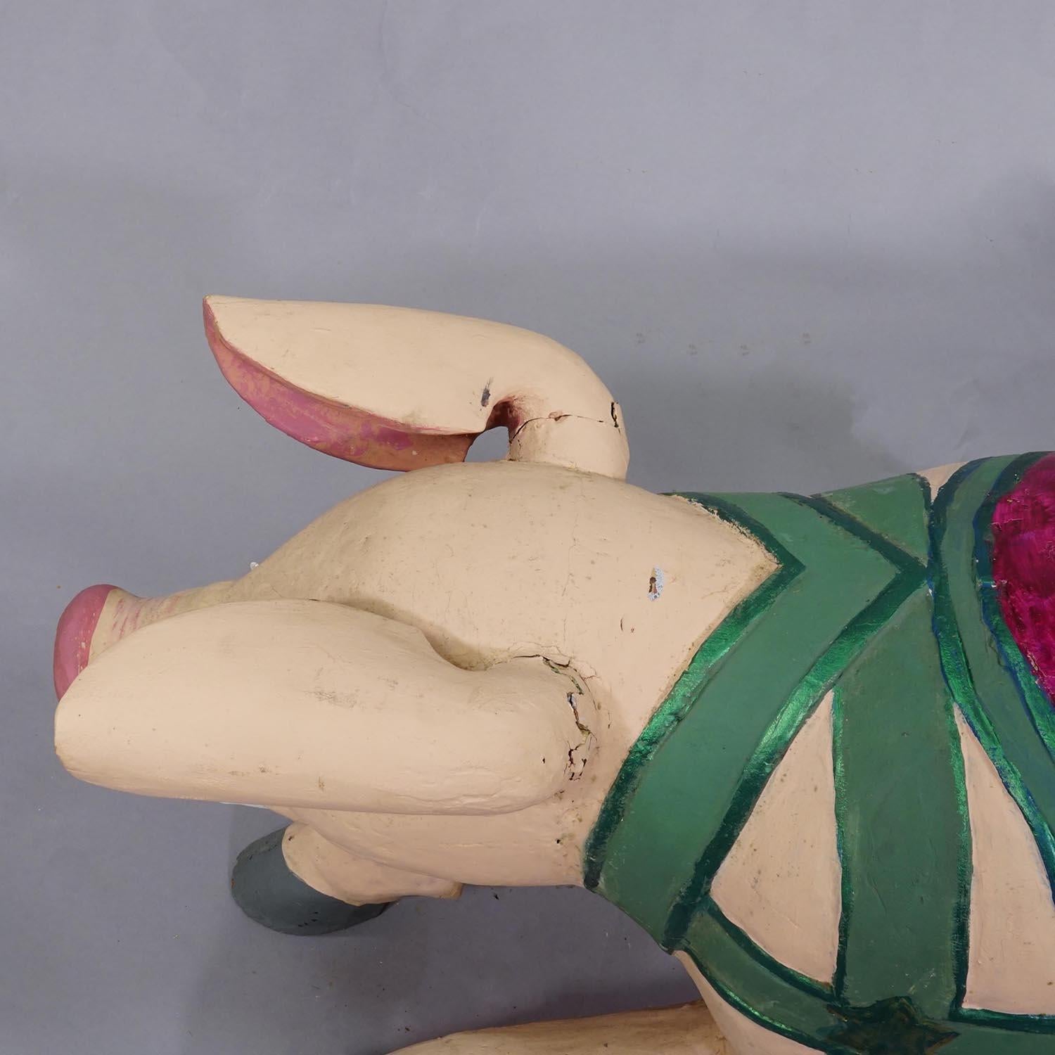 Superbe carrousel ancien pour enfants, cochon, Allemagne vers les années 1920 en vente 3