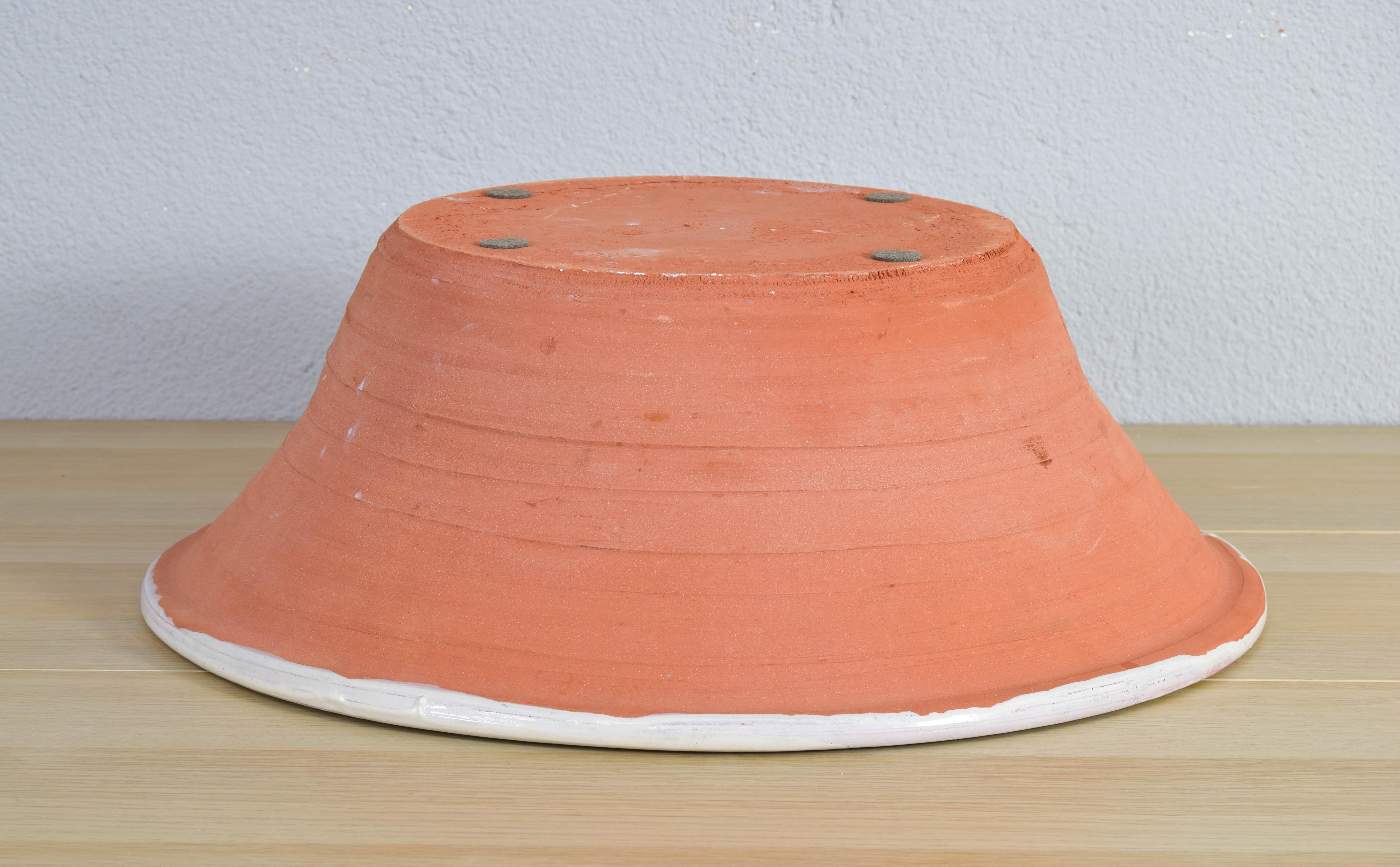 20ième siècle Superbe bol Lebrillo ancien Fajalauza en céramique terre cuite émaillée Grenade, Espagne