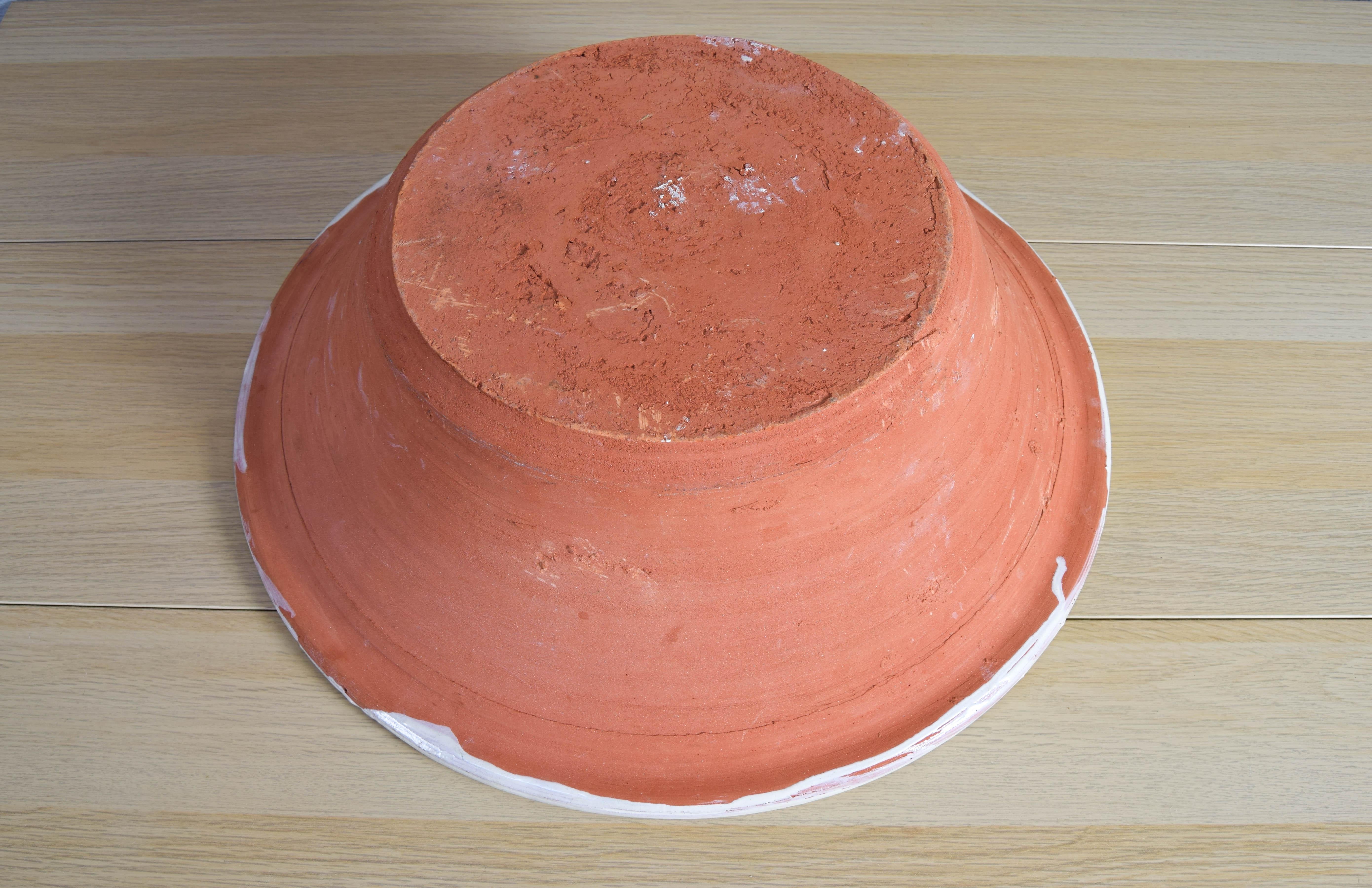 Great Antique Fajalauza Glazed Terracotta Ceramic Lebrillo Bowl Granada Spain 1