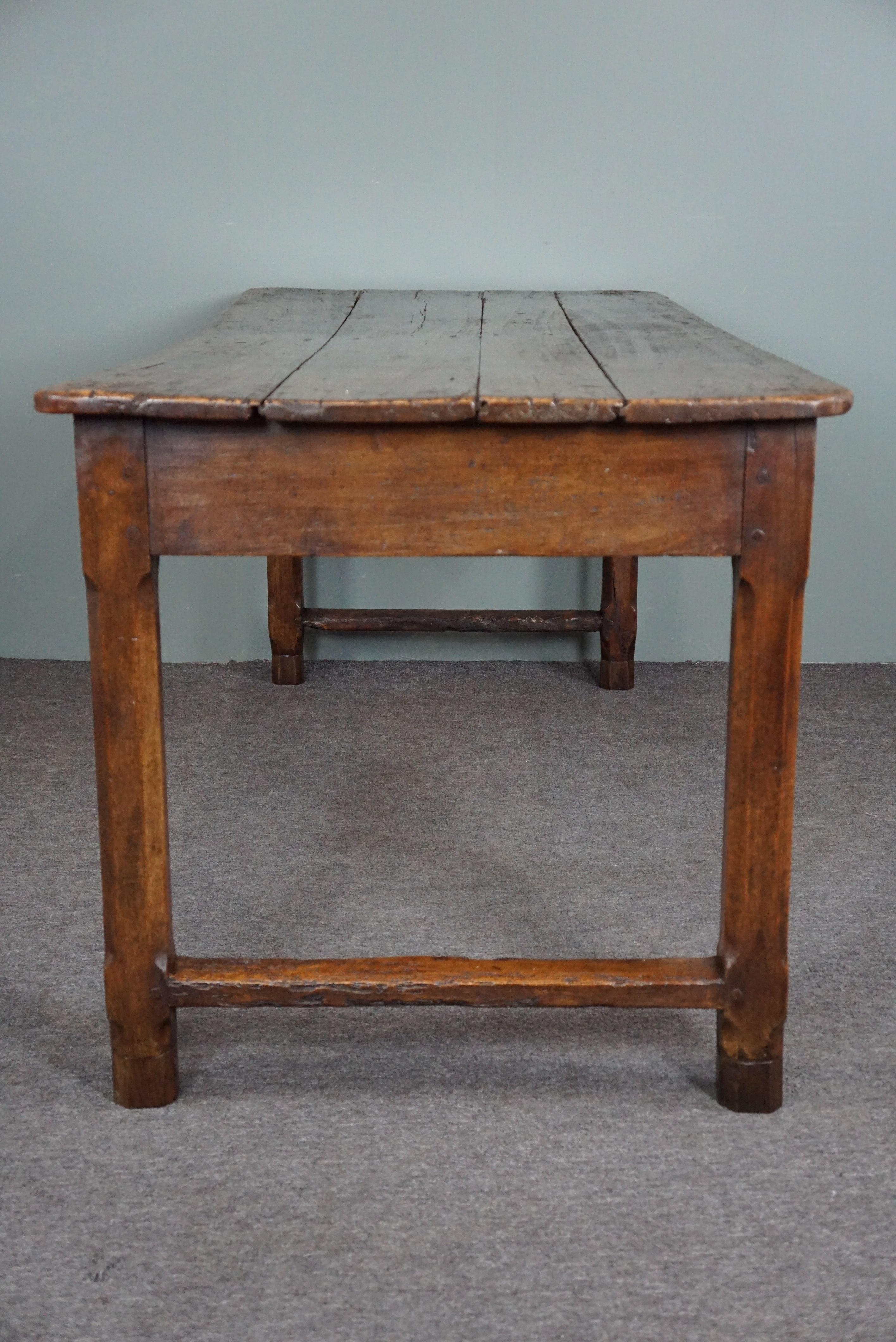 Wood Great antique French dining table with an amazing top, late 18th century For Sale