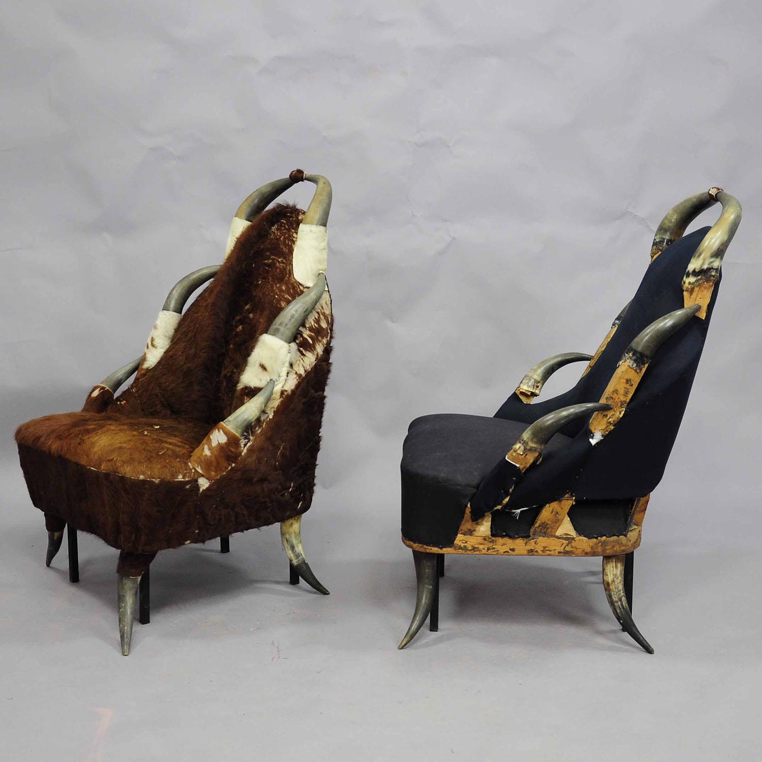 Forêt-Noire Great Antique Horn Chairs, Austria ca. 1870 en vente