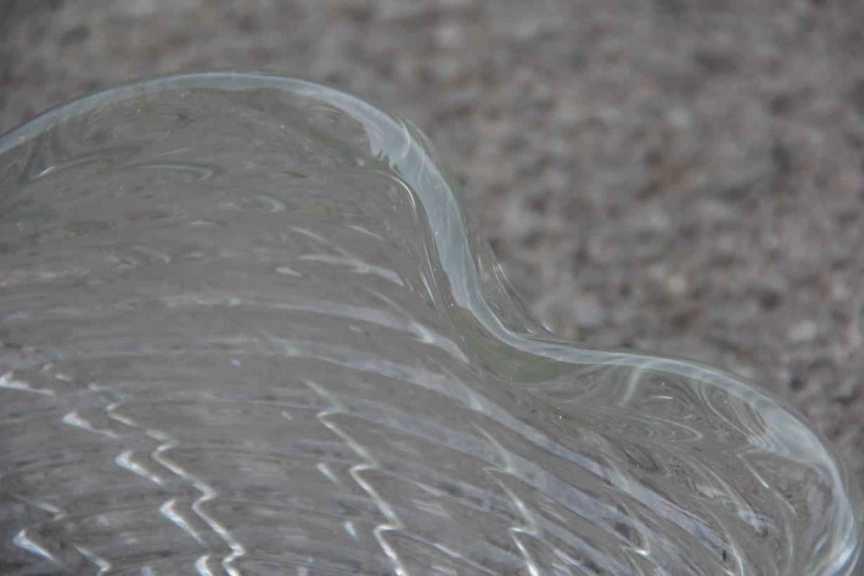 Murano Glass Great Bowl Seguso Flavio Poli Italian Design Cristallo Incrociato Transparent For Sale