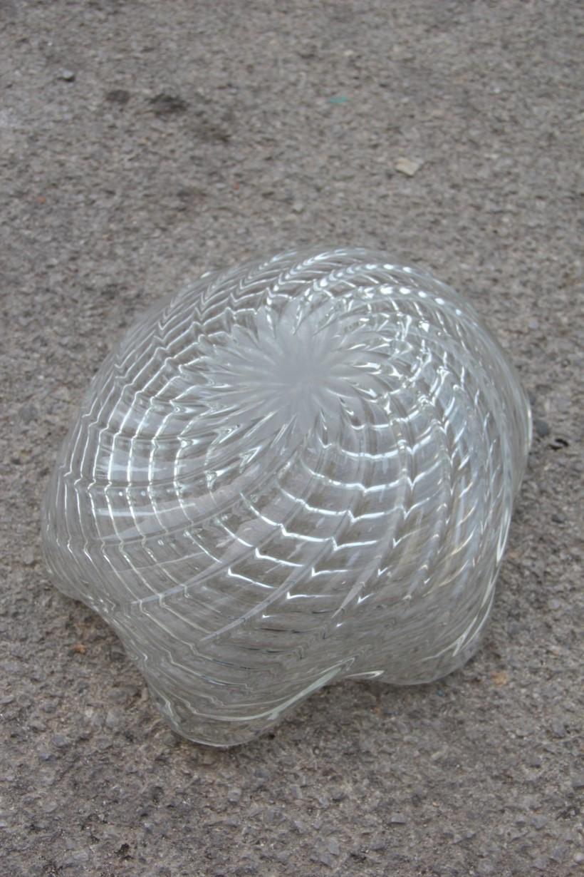 Grande Ciotola Seguso Flavio Poli Design Italiano Cristallo Incrociato Trasparente in vendita 1