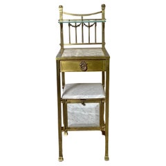 Antique Great Rafael Garcid Brass and Marble Side Table Stand