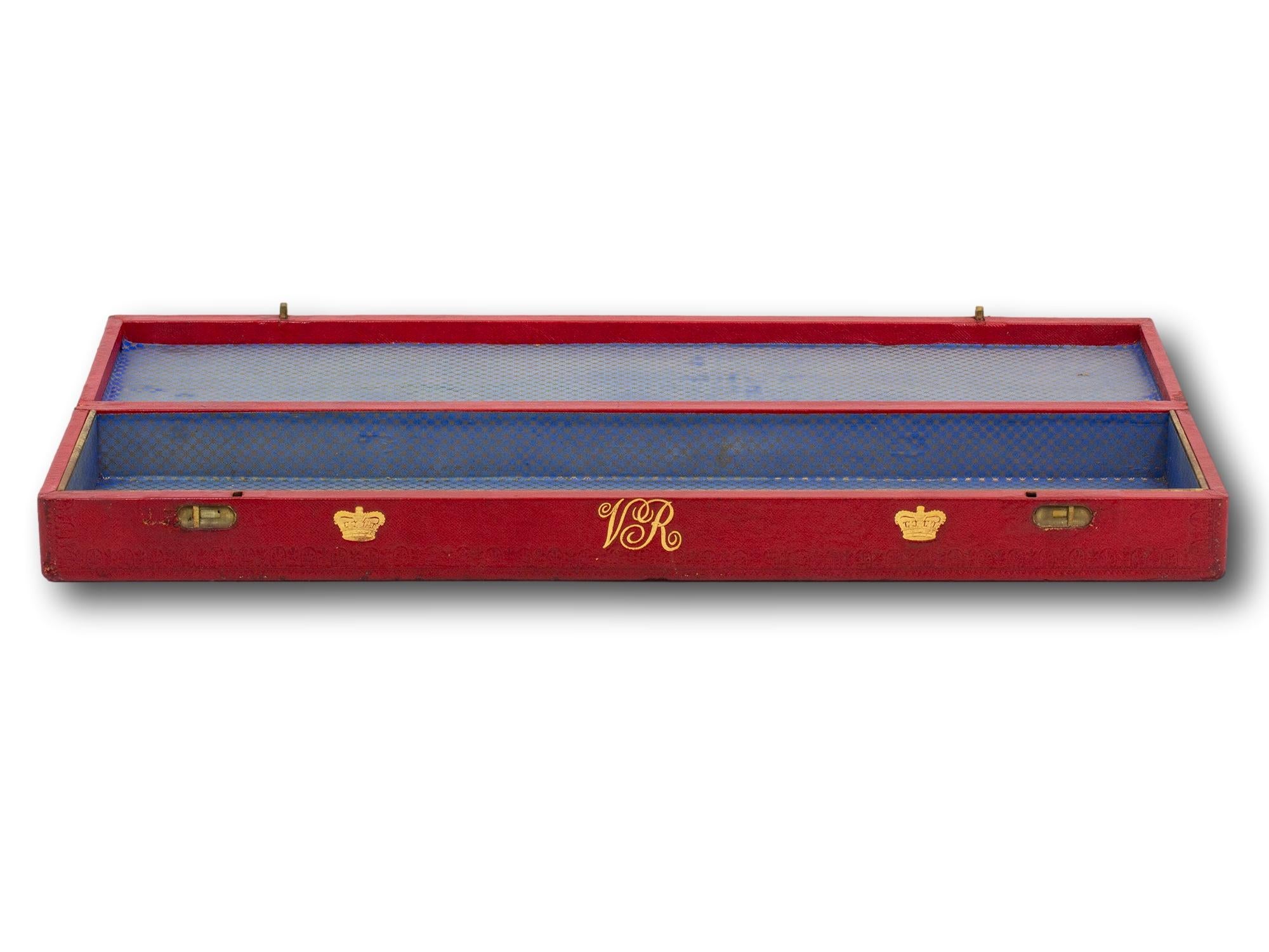 Great Britain English Red Leather Royal Presentation Box Victoria Regina 3
