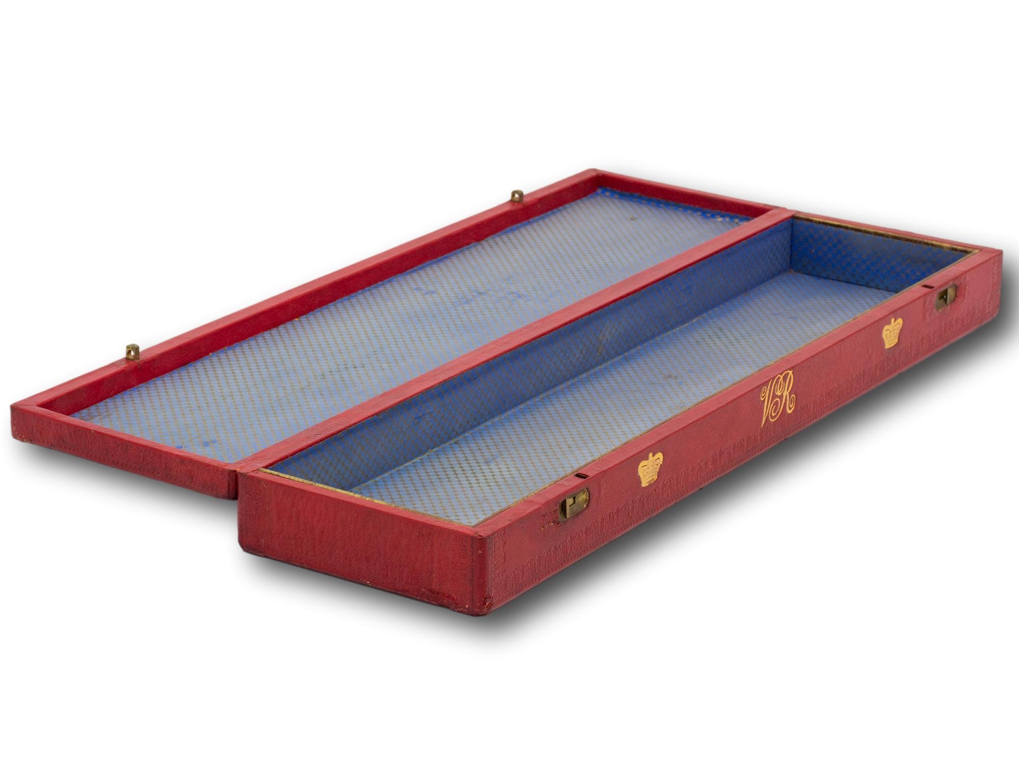 Great Britain English Red Leather Royal Presentation Box Victoria Regina 4