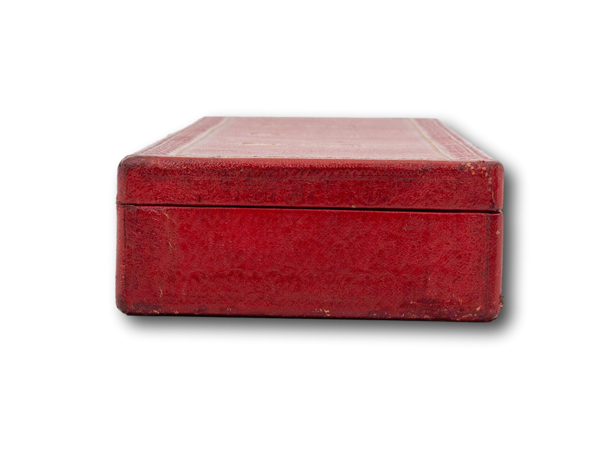 19th Century Great Britain English Red Leather Royal Presentation Box Victoria Regina
