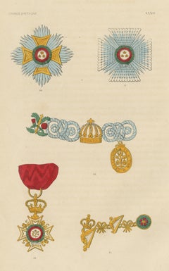 Great Britain, Order of the Bath Insignia, Plate XXXIV, Wood Engraving, 1844