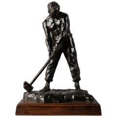 Great Bronze Sculpture "The Stone Breaker" by Victor Demanet, France, circa 1930