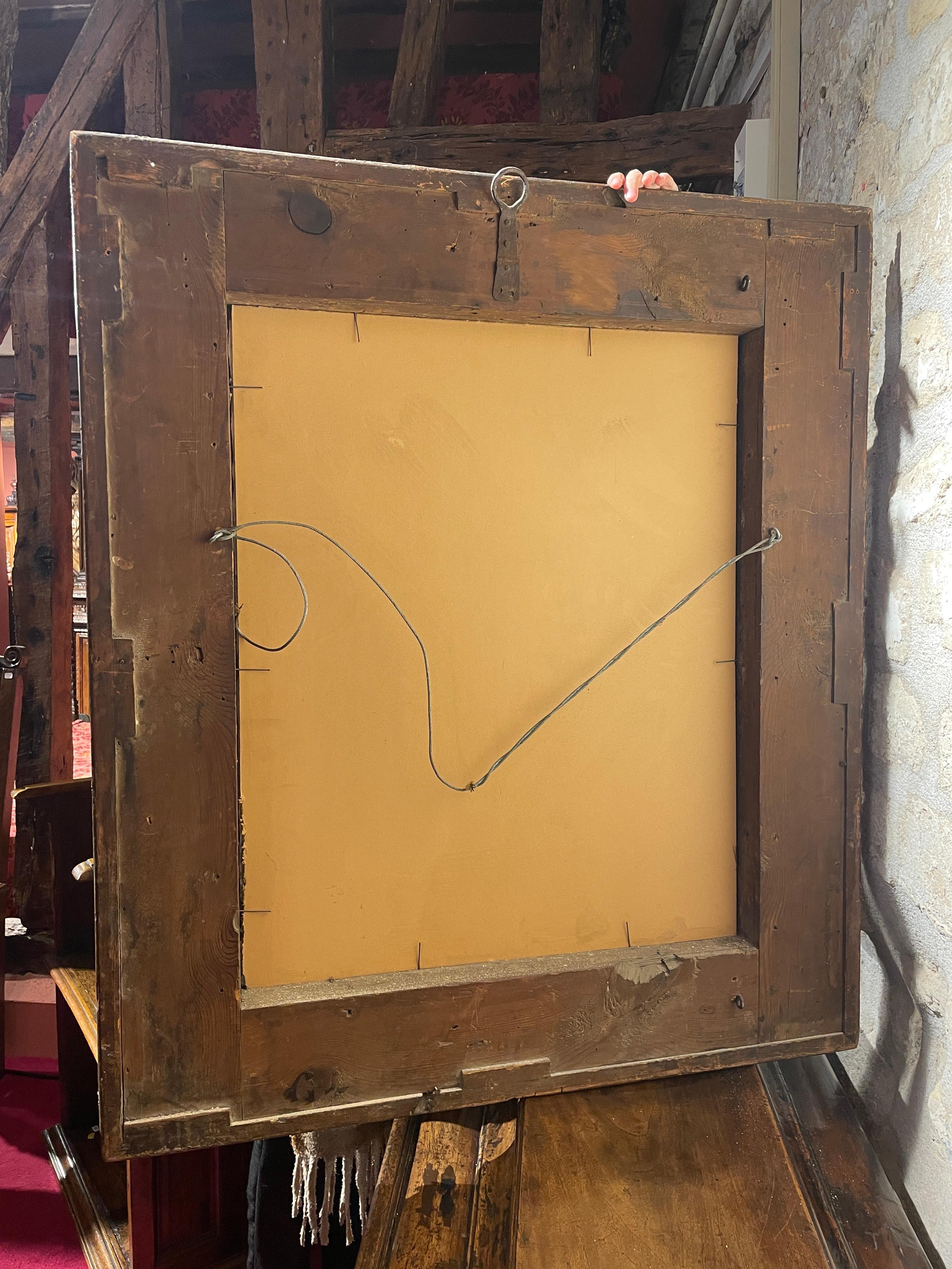 Great Carved and Polychromed Italian Mirror In Good Condition For Sale In Saint-Ouen, FR