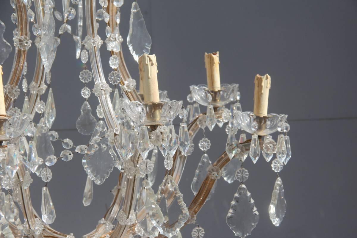 Great chandelier Maria Theresa design 1950s, in crystal and metal, of a unique elegance, old original electrical system.