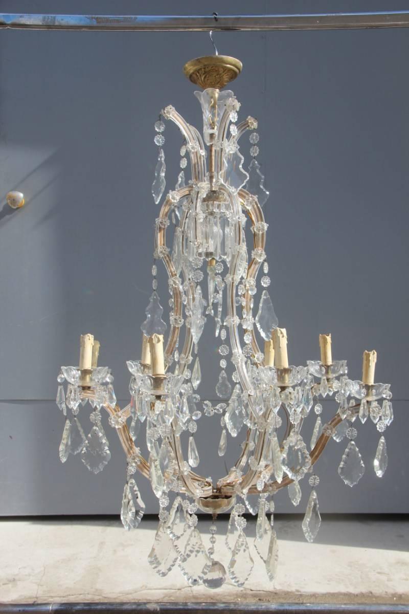 Great Chandelier Maria Theresa Design, 1950s In Good Condition For Sale In Palermo, Sicily