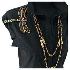 Great Chanel dragonfly brooch from Gripoix 70 / 80's gold-plated