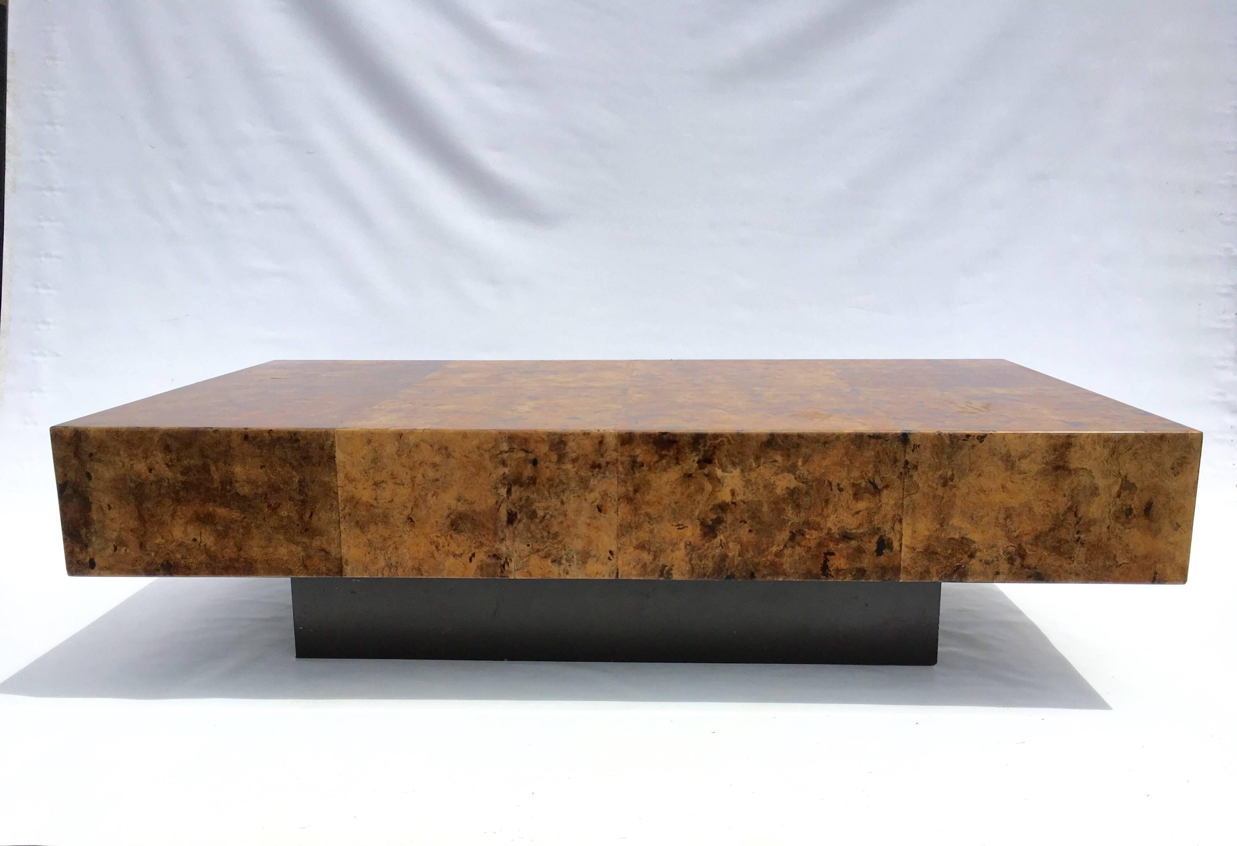 Made in Mexico, very decorative coffee table with a beautiful top sitting on black base.
