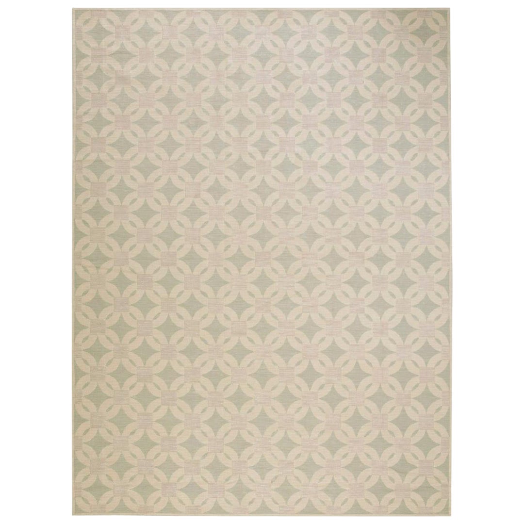 Great Contemporary Handwoven Wool Needlepoint Flat Weave Silk Highlights