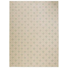 Great Contemporary Handwoven Wool Needlepoint Flat Weave Silk Highlights