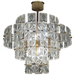 Great Design and Practical Size Midcentury Modern Glass and Brass Pendant Light