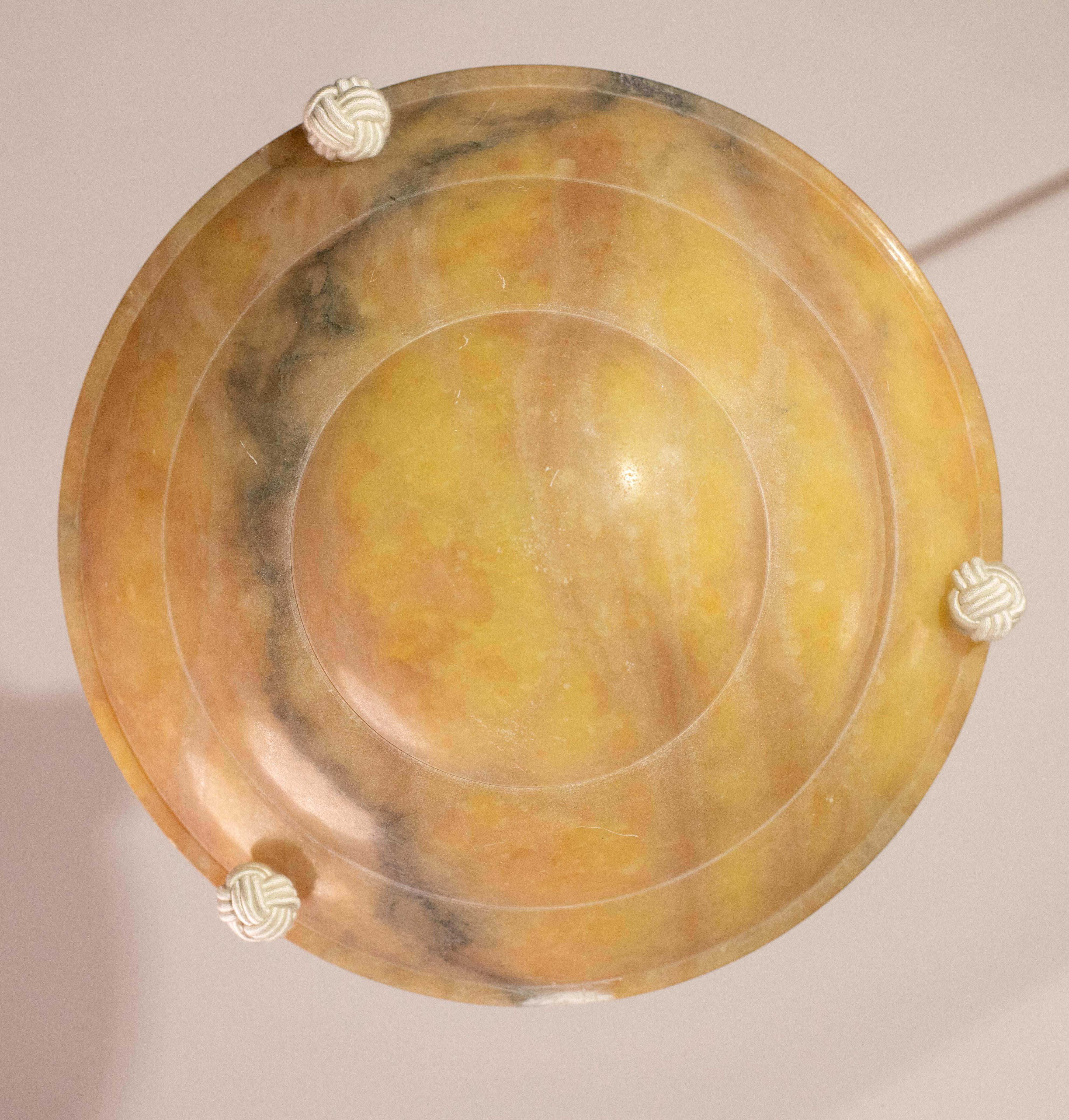 Great Design Antique Orange Alabaster Chandelier Pendant, Art Decò For Sale 6