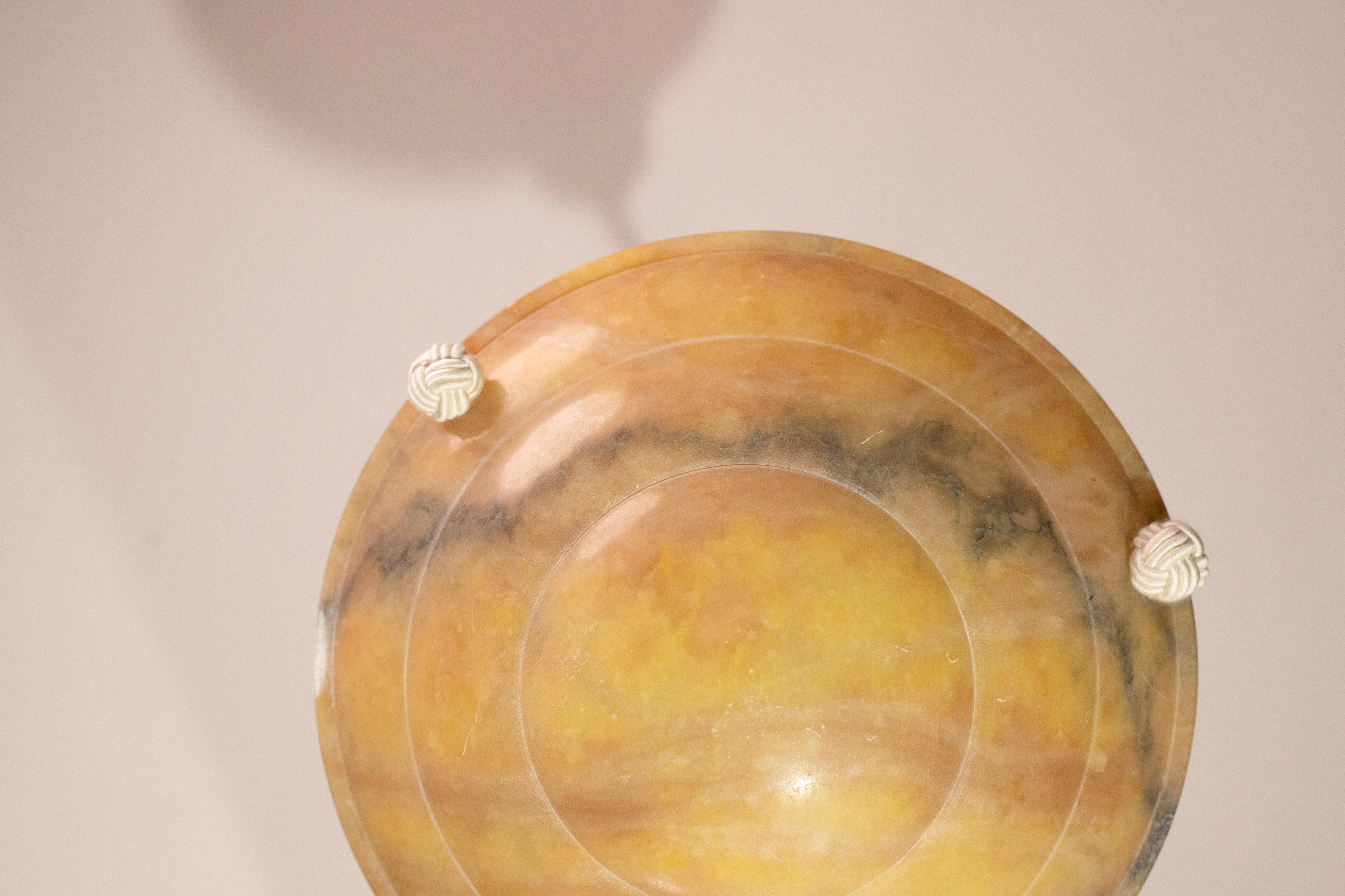 Great Design Antique Orange Alabaster Chandelier Pendant, Art Decò For Sale 7