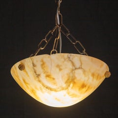 Great Design Antique Orange Alabaster Chandelier Pendant, Art Decò