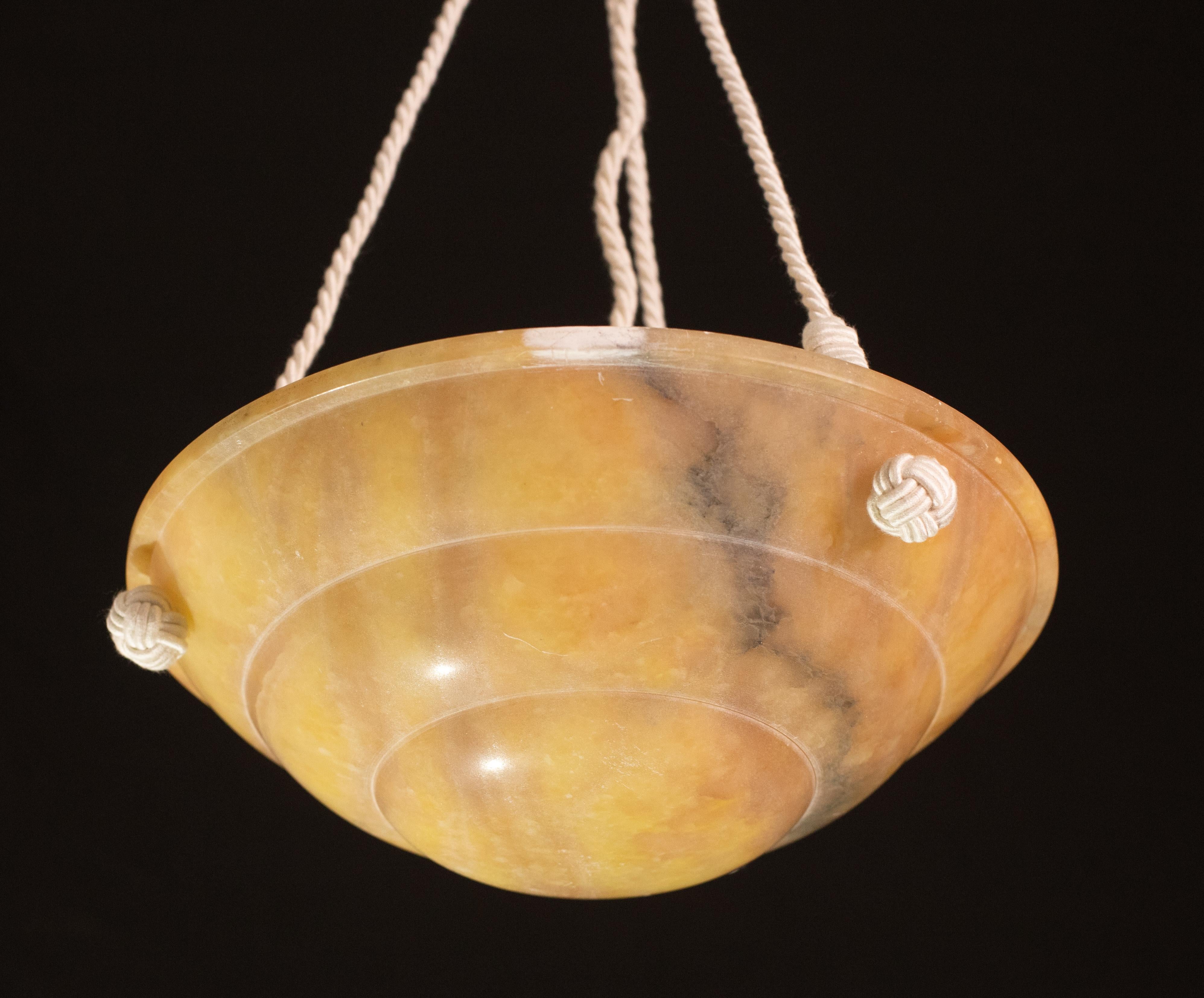 Great Design Antique Orange Alabaster Chandelier Pendant, Art Decò For Sale 3