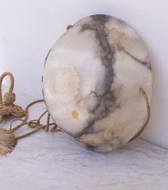 Great Design Large Size Art Deco White Alabaster Chandelier, 1930s