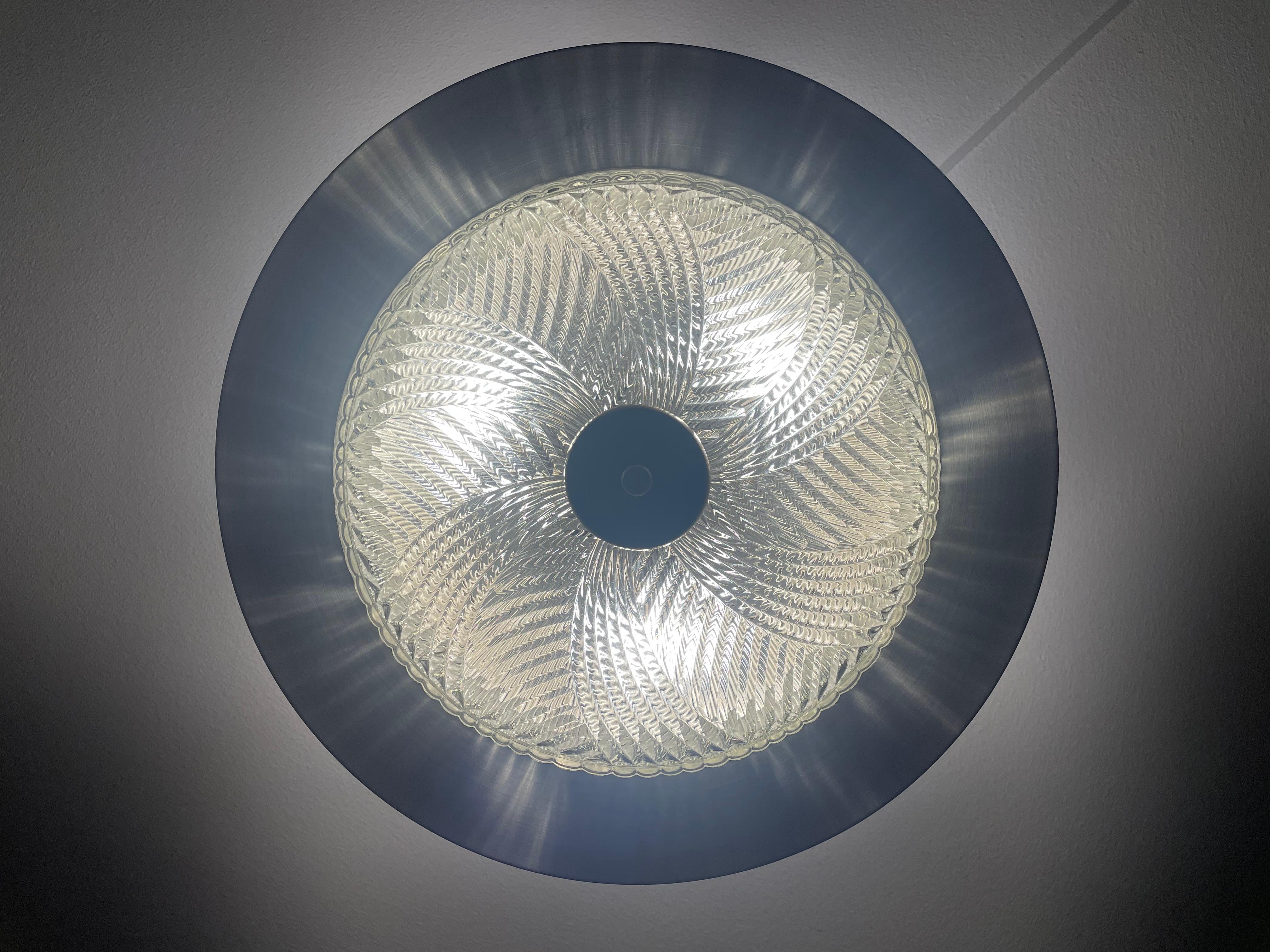 Métal Great Design Modern Mid-Century Glass & Brass & Wood Suspension Light Fixture 1970 (luminaire suspendu en verre, laiton et bois)