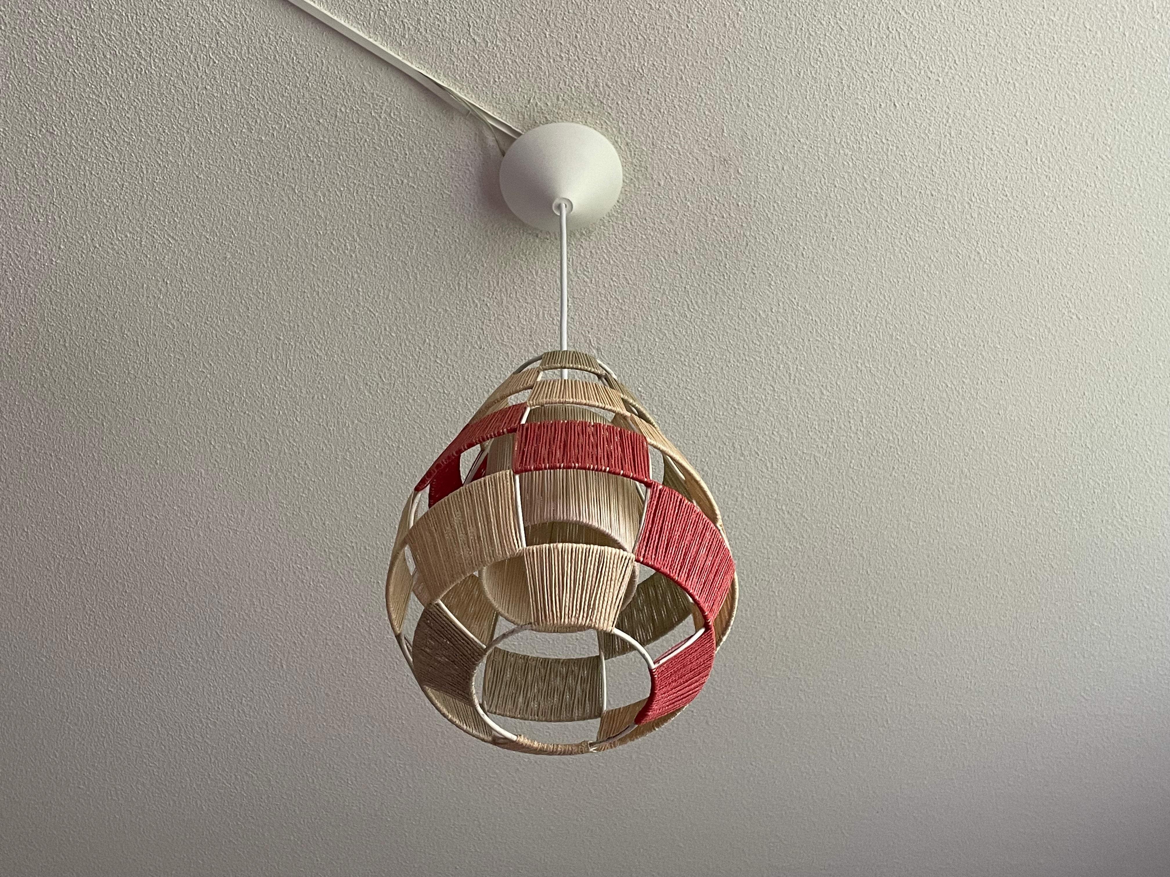 Great Design Midcentury Modern Metallrahmen-Pendelleuchte mit Metallrahmen w. Baumwollgarn-Farben 4