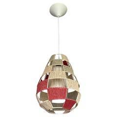 Great Design Midcentury Modern Metallrahmen-Pendelleuchte mit Metallrahmen w. Baumwollgarn-Farben