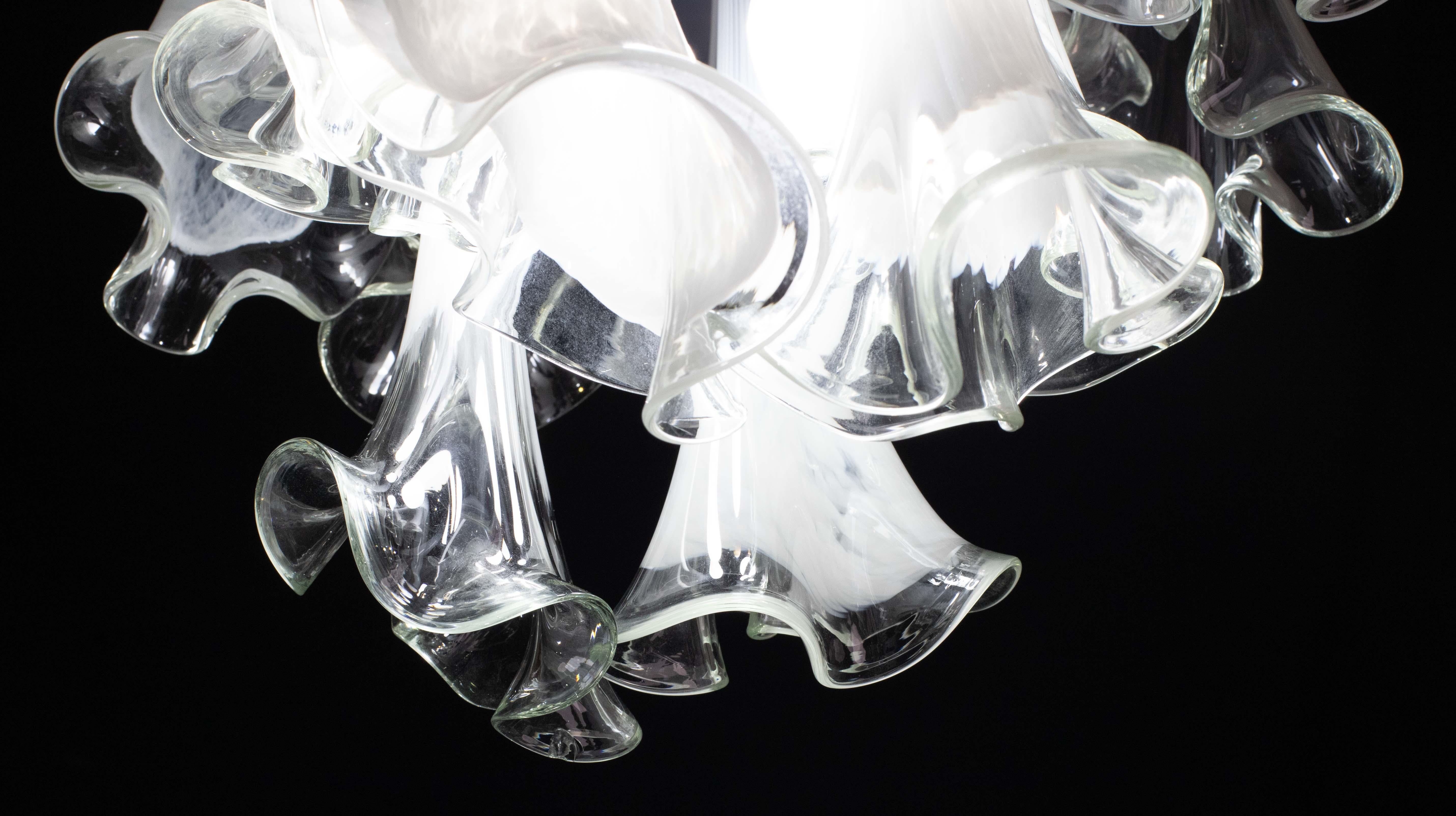 Great Design Murano Glass White Chandelier “Calle” by Venini, 1970 For Sale 3