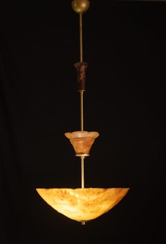 Great Design Orange Alabster Chandelier, 1960s