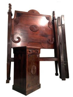 Great Early 19th Century American Federal Four Poster Bed and Nightstand