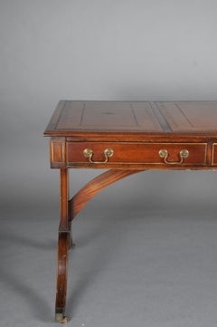 Great English partner desk, writing desk, mahogany