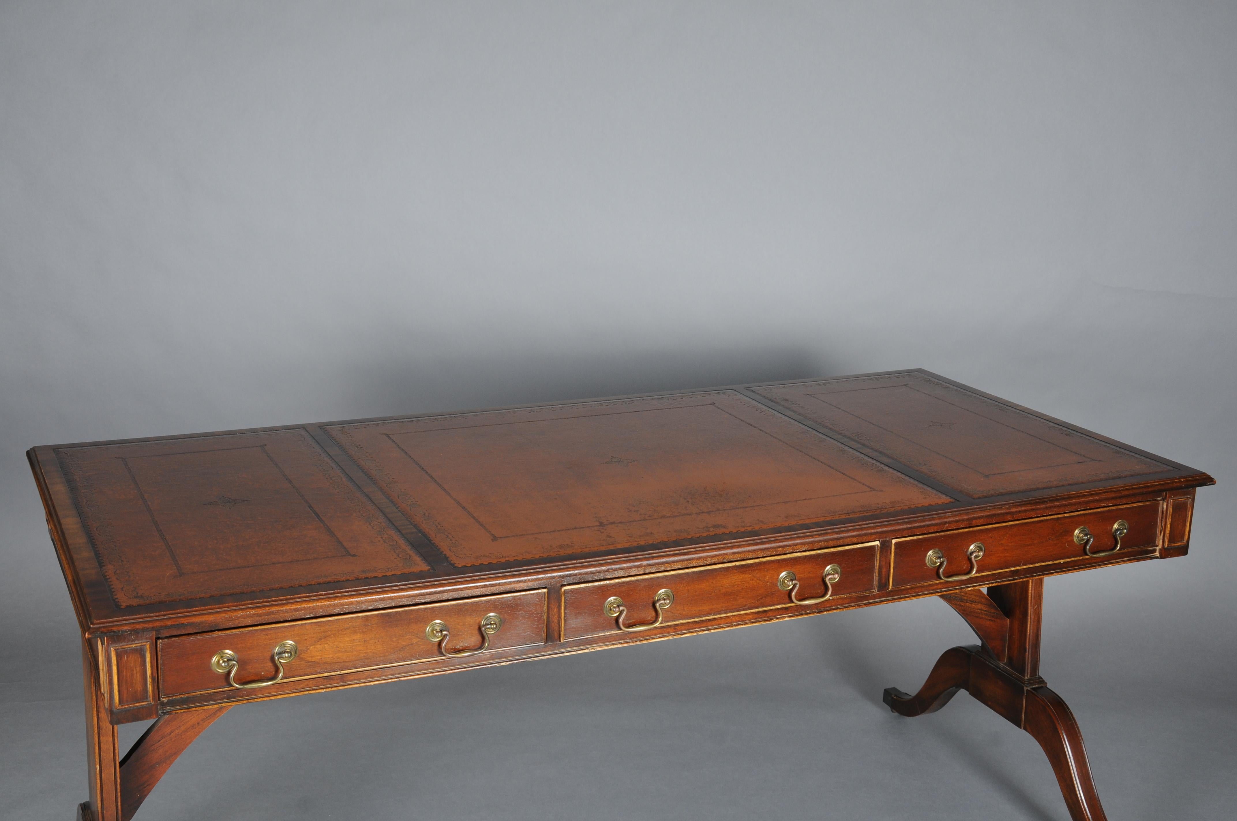 Anglais Great English partner desk, writing desk, mahogany (acajou) en vente
